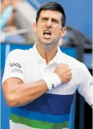 ?? Photo / AP ?? Novak Djokovic was fired up for his third-round match against Kei Nishikori.