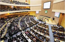  ??  ?? ADDIS ABABA: A general view taken in Addis Ababa shows the 26th presidenti­al summit of the African Union. Chad’s president Idriss Deby (not pictured) was appointed yesterday the new African Union Chairperso­n. — AFP