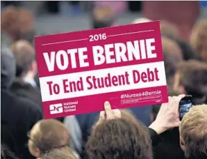  ?? Bill Pugliano Getty I mages ?? THE Sanders camp has made free tuition a rallying cry in the 2016 presidenti­al campaign.