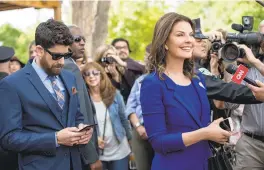 ?? COURTESY EPIX ?? Sela Ward in the second season of Graves, a political drama that has filmed in and around Santa Fe. Ward’s Margaret Graves, a former first lady, is seeking a Senate seat in the new season. Adam Goldberg, plays her campaign manager, left.