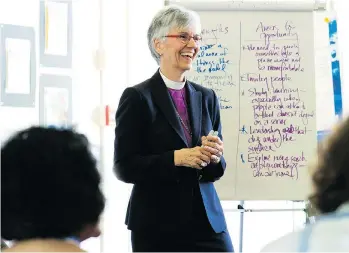  ?? RICARD LAM/PNG ?? Melissa M. Skelton has been elected as the 12th archbishop of the ecclesiast­ical province of B.C. and Yukon on the first ballot. “I am honoured, humbled, elated,” she said after the vote on Saturday.