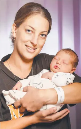  ?? ?? Theatre nurse Jamie Hume will celebrate her first Mother’s Day with her two-day-old daughter, Heidi. Picture: Shae Beplate