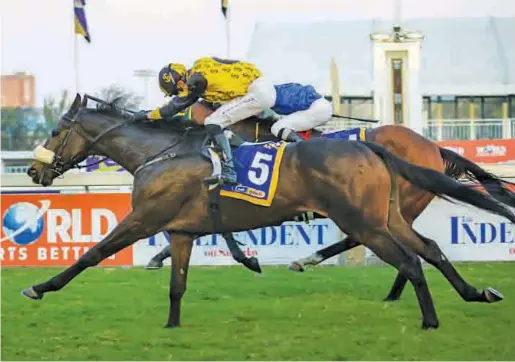  ?? Pictures: Gold Circle ?? GREAT START. Apprentice Kyle Strydom, in only his second ride as an apprentice jockey, produced a polished ride aboard 11-1 shot Transonic to win Race 10 at Scottsvill­e last Wednesday.