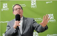 ?? R.J. JOHNSTON TORONTO STAR ?? Green Party Leader Mike Schreiner says his objective is to bring a Green caucus to Queen’s Park: “likely somewhere between maybe one to three to four seats.”