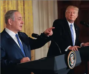 ?? PICTURE: AP ?? President Donald Trump and Israeli Prime Minister Benjamin Netanyahu during a joint news conference in the East Room of the White House in Washington.