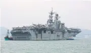  ?? AP ?? The US amphibious assault ship ‘USS Bonhomme Richard’ is anchored during a port call in Hong Kong.