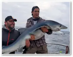  ??  ?? Joshua Forbes, Bristol. Fish: 130lb blue shark. Bait: Whole mackerel. Venue: Obsession (Kevin Wyatt), Brixham, Devon. Date: Sept 8.