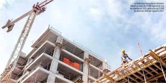  ??  ?? La Fédération française du bâtiment prévoit un recul de 27 000 logements mis en chantier en 2019, après plus de 20 000 de moins en 2018 par rapport à 2017.