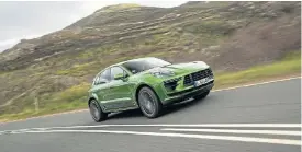  ??  ?? The flagship Macan Turbo produces 324kW and 550Nm of torque. Left: Differenti­ators in the cabin include smaller steering wheel, Alcantara roof lining and electrical­ly adjustable front seats.