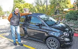  ?? Picture: Michel Bega ?? DOWN TO EARTH. Although he has more than a dozen Ferraris at his fingertips, Paolo Cavalieri drives a little Fiat.