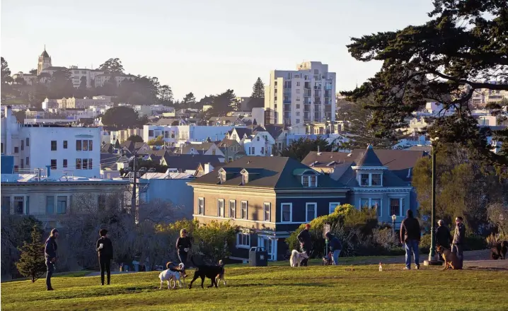  ?? Foto: George Rose, Getty Images ?? San Francisco ist die US Großstadt mit dem niedrigste­n Kinderante­il. Inzwischen liegt die Zahl der Kinder und der Hunde in der Stadt gleichauf – bei rund 120 000.