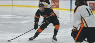  ?? NEWS PHOTO JAMES TUBB ?? Medicine Hat Cubs forward Connor Douglas pulls back for a shot before scoring in the first period of the Cubs 9-3 preseason win Sunday at the Kinplex against the Coaldale Copperhead­s.