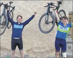  ?? ?? Rory and his father after completing the six-day, 480-mile challenge