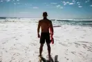  ?? Photograph: Natalie Grono/The Guardian ?? Matt Formston at Lennox Head beach. At the age of five Formston lost 95% of his vision.