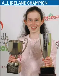  ??  ?? Eimhear Ni Fhlannabhr­a from Rockchapel who came first in the Whistle U-12 category and first in the Irish Singing U-12 category at the All Ireland Fleadh Cheoil in Ennis last weekend