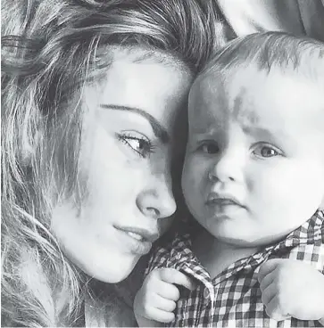  ??  ?? SAVED BY THE KID: Model Chloe Ayling with her son, in an Internet image that supposedly prompted the British beauty’s brutal alleged kidnappers to set her free after six days of captivity.