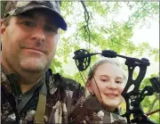  ?? ZANE GOUCHER VIA THE AP ?? Zane Goucher, left, and daughter Annabelle Goucher pose for a selfie, while bow hunting for deer near Dansville.