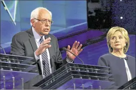  ?? JOSH HANER / NEW YORK TIMES ?? Presidenti­al primary candidates Sen. Bernie Sanders of Vermont and Hillary Rodham Clinton debated for the first time Oct. 13 in Las Vegas. Look for disagreeme­nts Saturday night on trade, gun control and possibly health care.