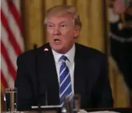  ?? ALEX WONG/GETTY IMAGES ?? U.S. President Donald Trump speaks at a meeting with the House Deputy Whip team at the White House on Tuesday.