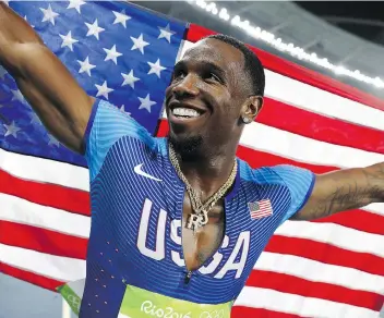  ?? ADRIAN DENNIS/GETTY IMAGES FILES ?? Gil Roberts, who won Rio Olympic gold on the U.S. men’s 4x400 relay team, was cleared of doping after an arbitrator found he ingested a banned substance by kissing his girlfriend.