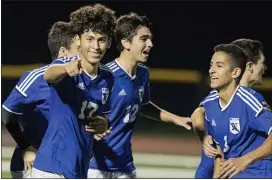  ?? JOHN BLAINE — FILE PHOTO — FOR THE TRENTONIAN ?? Jean-Anthony Portuguez (17) scored two goals in West Windsor North’s MCT win against Lawrencevi­lle.