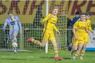  ?? ?? Ethan Cairns celebrates scoring his goal for Forres