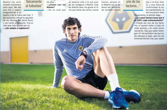  ??  ?? Jesús Vallejo recibió a AS en las instalacio­nes de los ‘Wolves’, donde juega cedido por el Real Madrid esta temporada.