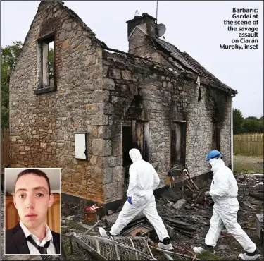  ??  ?? Barbaric: Gardaí at the scene of the savage
assault on Ciarán Murphy, inset