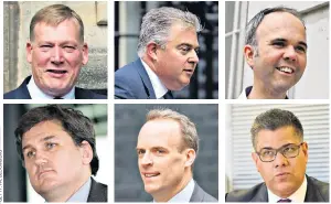  ??  ?? Full house: The last six housing ministers, from top left clockwise, Kris Hopkins, Brandon Lewis, Gavin Barwell, Alok Sharma, Dominic Raab and the new incumbent Kit Malthouse