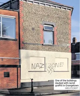  ?? GREG PYCROFT ?? One of the buildings daubed with racist graffiti in Grangetown