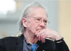  ??  ?? Austrian writer Peter Handke, Nobel Prize winner for literature, speaks at a news conference at the Swedish Academy in Stockholm on Friday, ahead of this week’s award ceremony.