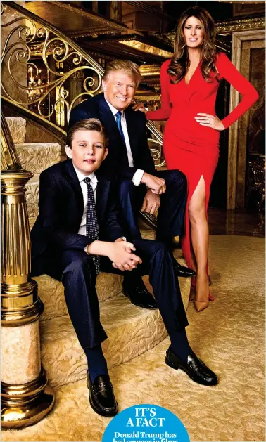  ??  ?? ROLLING IN IT: Donald Trump with wife Melania and son Barron. Left, Starbucks boss Howard Schultz and, below, the late founder of IKEA, Ingvar Kamprad