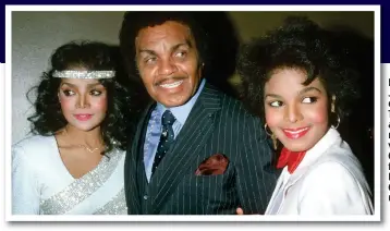  ??  ?? Merciless: Joe Jackson with daughters La Toya (far left) and Janet. His relationsh­ip with Michael (top) remained fraught but in later years ( (right) he was u unrepentan­t