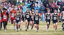  ?? Calhoun cross country ?? The Calhoun boys are bunched together as they begin their run Saturday at the 5A state meet in Carrollton.