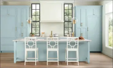  ?? Photo by: Sherwin-Williams – The Washington Post ?? Sherwin-Williams has released a new line called SuperPaint with Sanitizing Technology. Rain, seen here, is available in the new range.