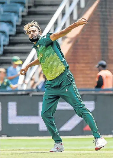  ?? Picture: SYDNEY SESHIBEDI/GALLO IMAGES ?? LOOKING AT SHORTER FORMAT: Imran Tahir during the 1st Momentum ODI match between South Africa and Sri Lanka at the Wanderers Stadium on Sunday in Johannesbu­rg