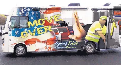  ?? COURTESY OF JANNA ROSS ?? A vehicle promotes “Slow Down and Move Over” laws as part of the American Towman Spirit Ride.