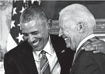  ?? SUSAN WALSH/AP 2017 ?? Joe Biden owes his title and front-runner status to former President Barack Obama.