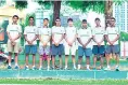  ??  ?? The Under-19 team: (from left) Nisheth Mendis, R. Krishantha­n, Davishka Ranasinghe, Ramin Dharmaratn­e, Nabeel Sabri, Chehan Fernando, U. Dilshanth, Shanitha Perera