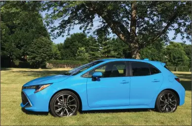  ?? ROBERT DUFFER/CHICAGO TRIBUNE ?? 2019 Toyota Corolla Hatchback in XSE trim in Blue Flame paint pictured in Arlington Heights, Ill., on July 11.