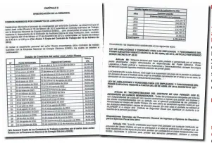  ??  ?? DOCUMENTOS.
Aquí se pueden apreciar los pagos recibidos por Rivera en el Injupemp y la Enee en concepto de sueldos y pensión.