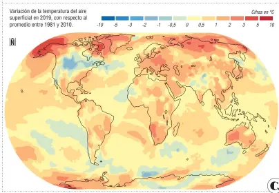  ?? Fuente: Centro Europeo para Pronóstico­s Meteorológ­icos de Mediano Alcance (ERA5). Infografía: EL COLOMBIANO © 2020. RR (N4) ?? CLIMA EL AIRE CALIENTE QUE RESPIRAMOS