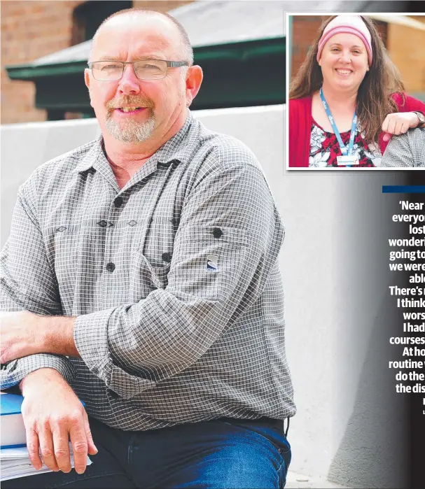  ?? Pictures: MITCH BEAR ?? REINVENTED: Lynn Murray,
pictured with Workforce Developmen­t Centre manager
Sharon Kerlin, is joining the medical profession after 27 years at Alcoa. INSET: Lynn with his WDC case worker Jodie Walsh.