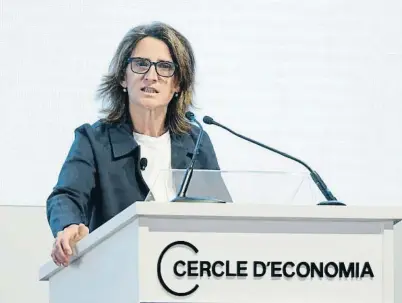  ?? QUIQUE GARCÍA / EFE ?? La ministra de Transició Ecològica, Teresa Ribera, la setmana passada al Cercle d’Economia