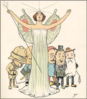 ??  ?? i ‘Tuppence per person’: F is for Fairy Queen from A Pantomime ABC, 1902; below, director Mike Leigh