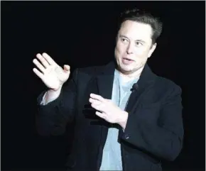  ?? AFP ?? Elon Musk speaks during a press conference at SpaceX’s Starbase facility near Boca Chica Village in South Texas on February 10.