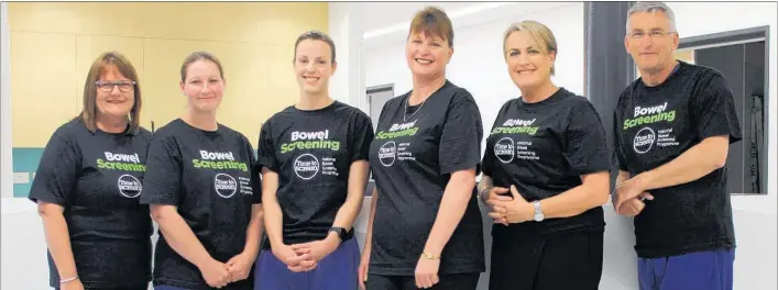  ??  ?? Hawke’s Bay DHB Bowel Screening team members (from left) Claire Caddie, Louise O’Connor, Nerissa Kirkby, Paula Jones, Lynda Mockett and Dr Malcolm Arnold.