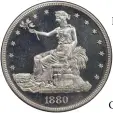  ?? COURTESY DAVID HALL ?? 1880 Trade dollar graded Proof-65 Cameo by PCGS and valued at $11,500.