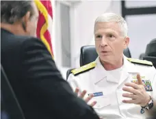  ??  ?? Almirante Craig Faller durante entrevista con Miguel Franjul.