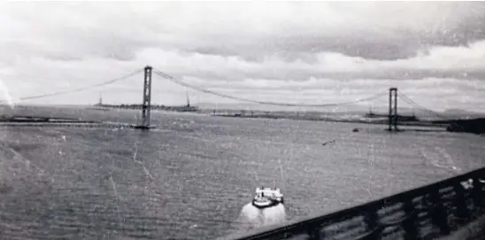  ?? ?? Craigie reader Patrick Anderson, from Letham, Angus, sent in this picture he took in 1963 showing the Forth Road Bridge under constructi­on and a ferry on the firth. Read his recollecti­ons of the Forth ferries further back in the 1950s on the left.